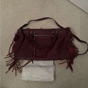 Rebecca Minkoff Burgundy Fringe Shoulder Bag